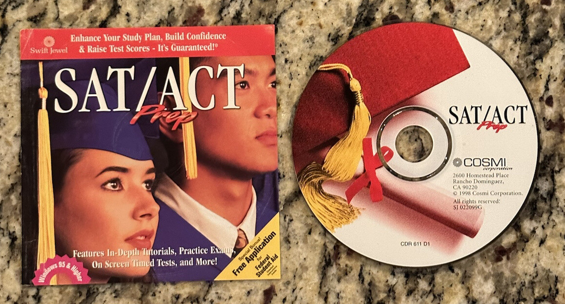 SAT/ACT Prep (1998 Cosmi Corporation/Swift Jewel) Used CD-ROM Windows 95/Higher