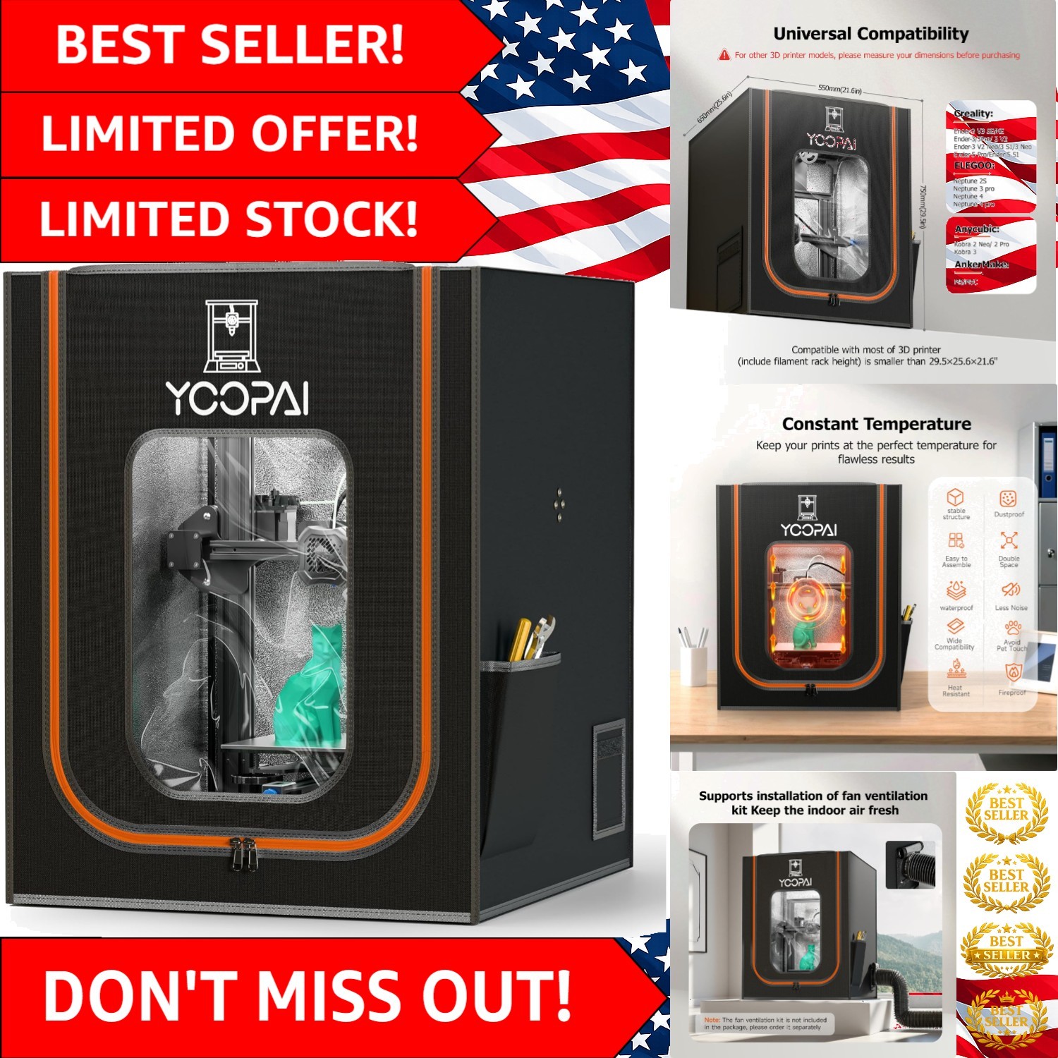 Fireproof & Dustproof 3D Printer Enclosure for Creality Ender 3 Series