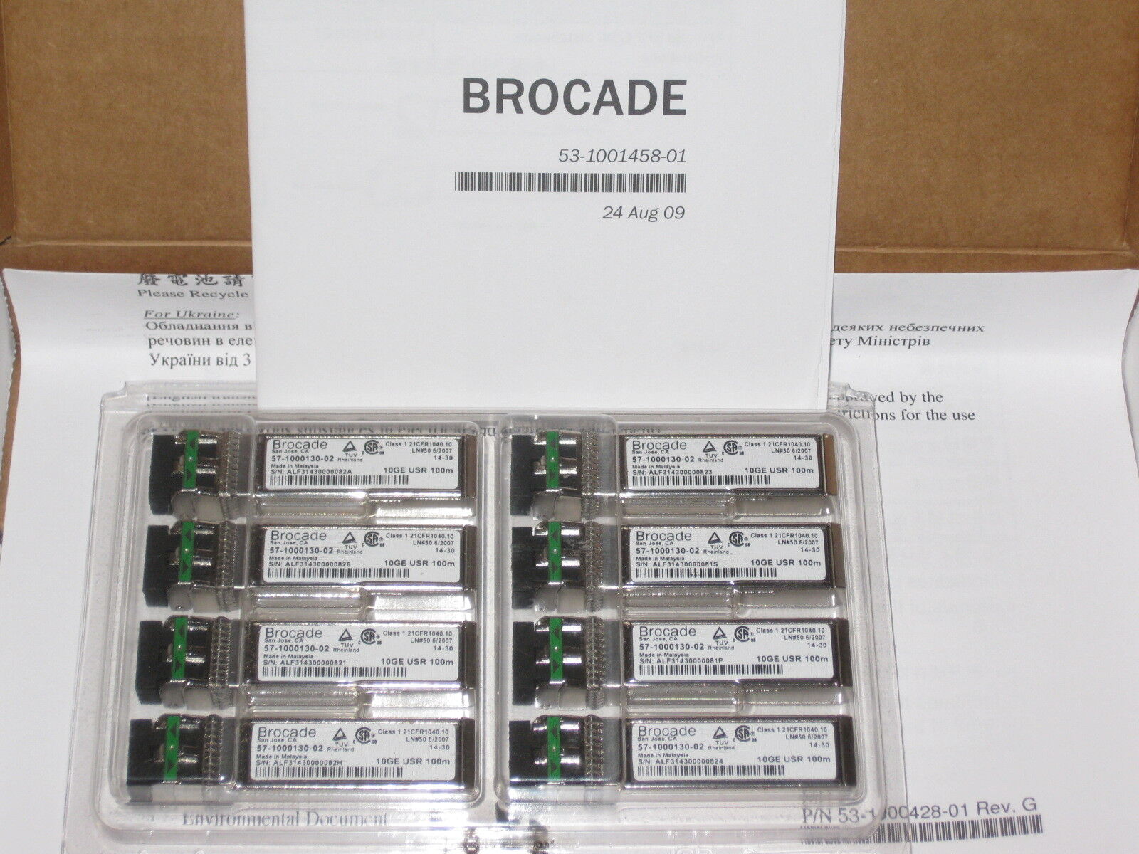 NEW Brocade 10G-SFPP-USR 57-1000130-02 SFP+ 10Gbase-USR 100m Tranceiver 10Ge