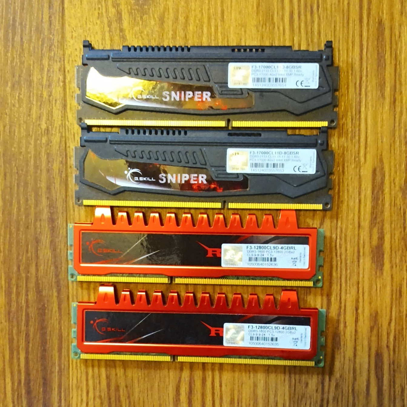 G.SKILL 12GB (4x DIMM) DDR3 RAM 2x4GB 2133 Sniper + 2x2GB 1600 Ripjaws