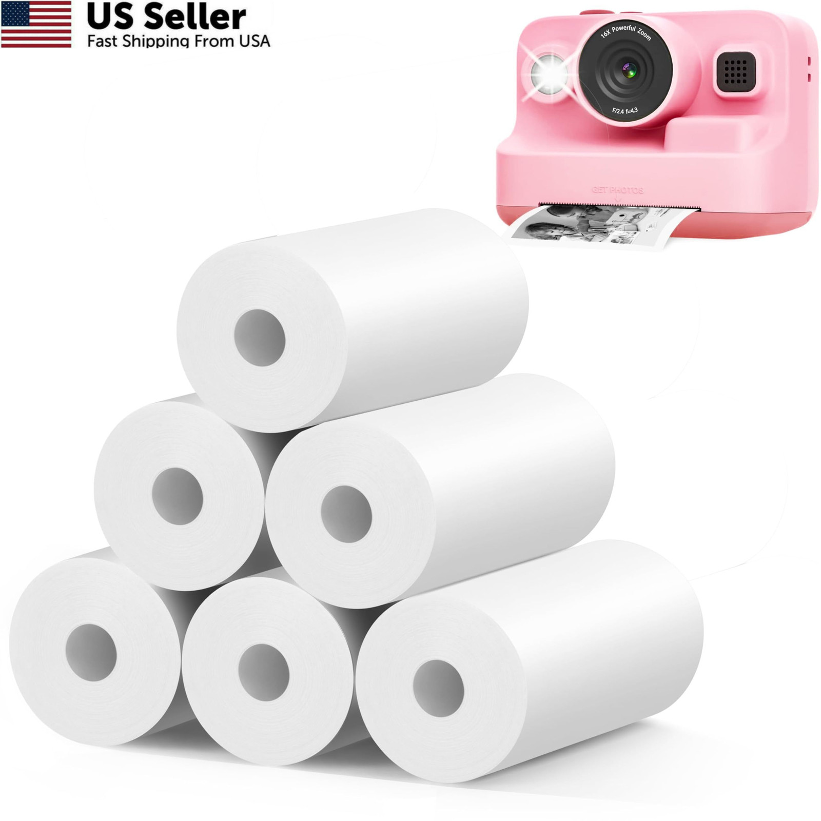 MIARALA 6 Rolls Instant Camera Refill Print Paper, HD 6 Rolls, white 