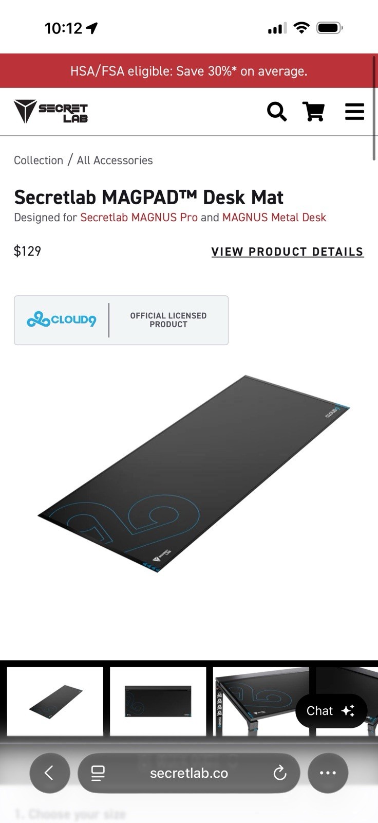 Secretlab MAGPAD Desk Mat Cloud9 Edition