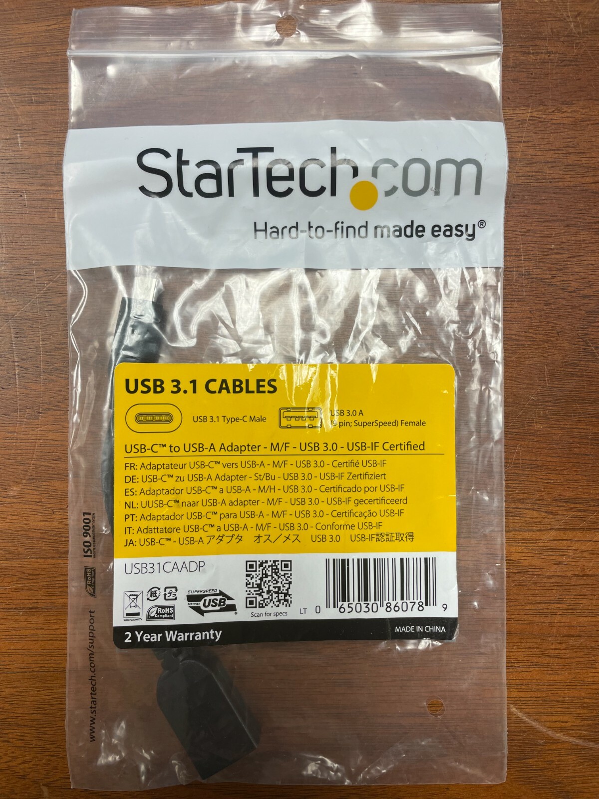 Lot of 6 x StarTech USB 3.1 Cables USB-C to USB-A Adapter-M/F-USB - 3.0- USB-IF