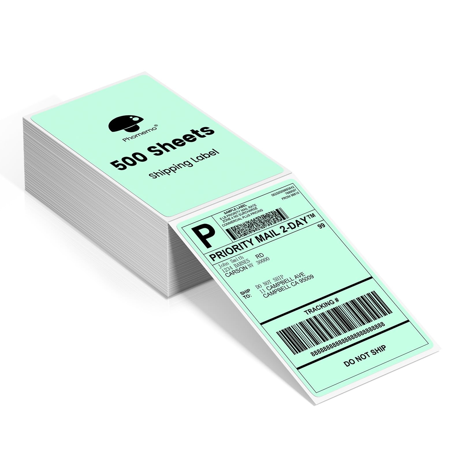 Phomemo 4x6 Thermal Shipping Labels Green 500 Fold