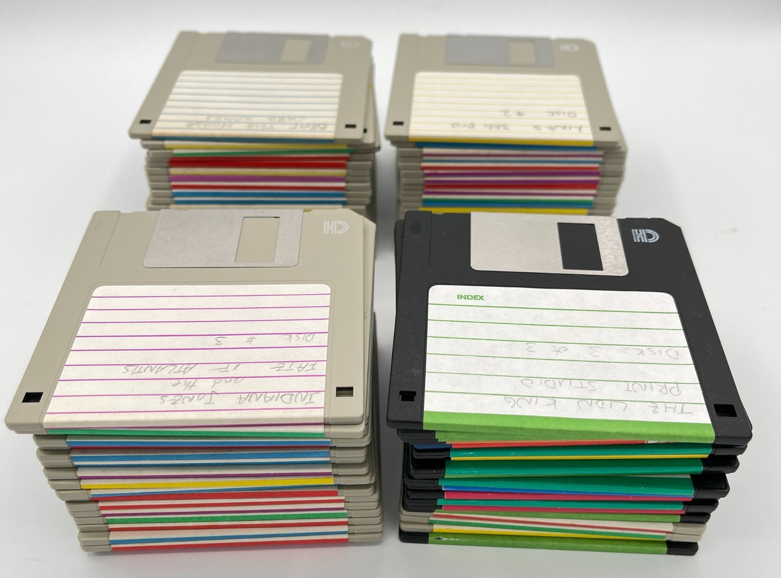 76 Vintage 3.5" Floppy Disks NON-WORKING Retro Computer Props Craft Art Lot