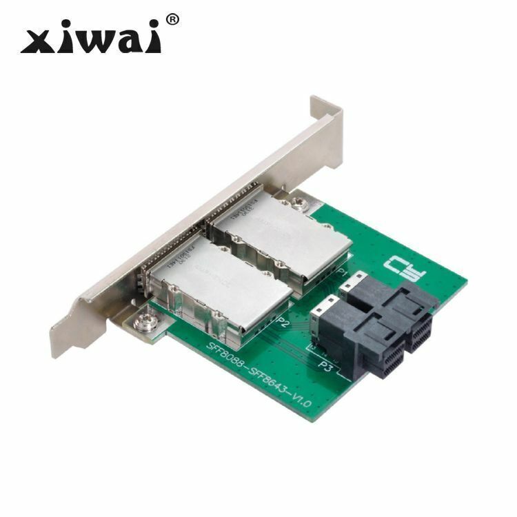 Xiwai Dual Ports Mini SAS SFF-8088 To Internal SAS HD SFF-8643 Female Adapter