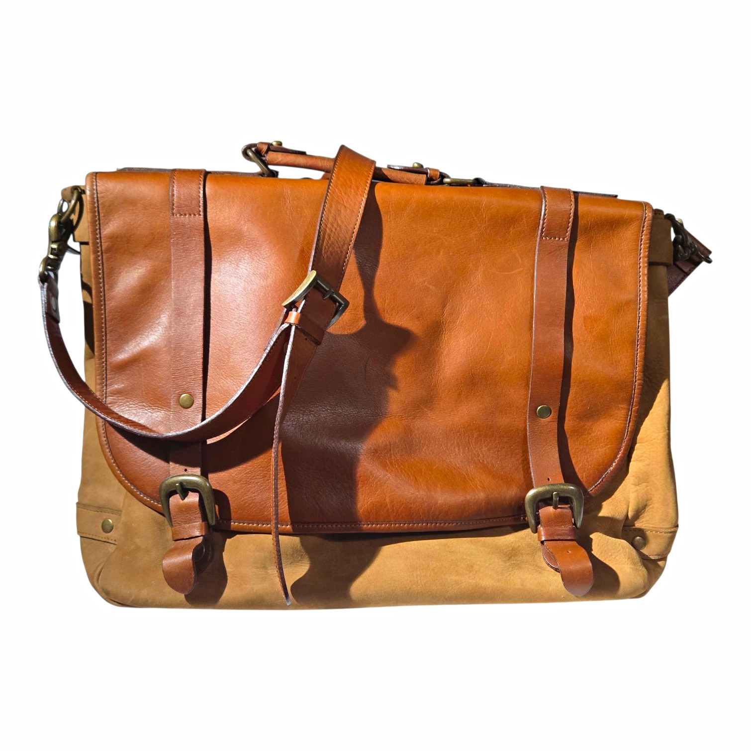 Vintage 1990s Marlboro Miles Leather Two-Tone Messenger Bag 