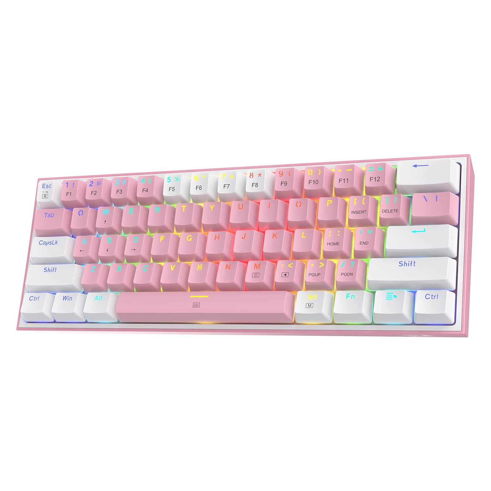 Redragon K617 Fizz 60% Wired RGB Gaming Keyboard, 61 Keys HotSwap Compact Mec...