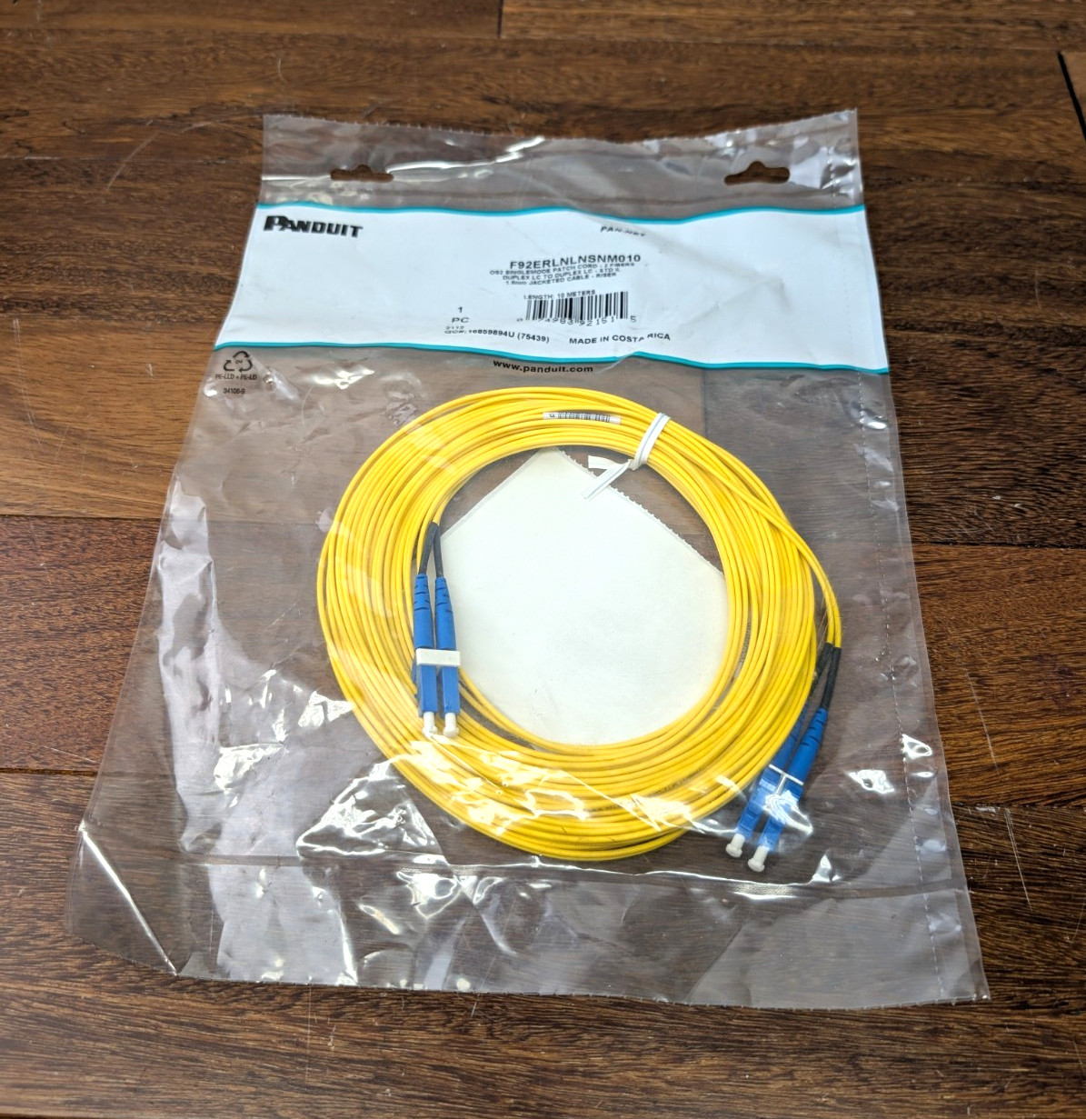 Panduit OS2 Single-Mode Duplex LC-LC Fiber Patch Cord 10 m Yellow