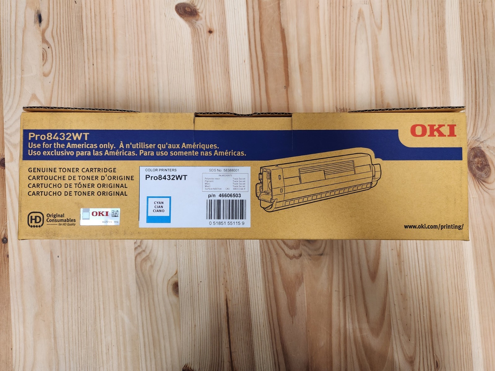 Okidata Pro8432WT P/N 46606503 Cyan Genuine Toner Cartridge