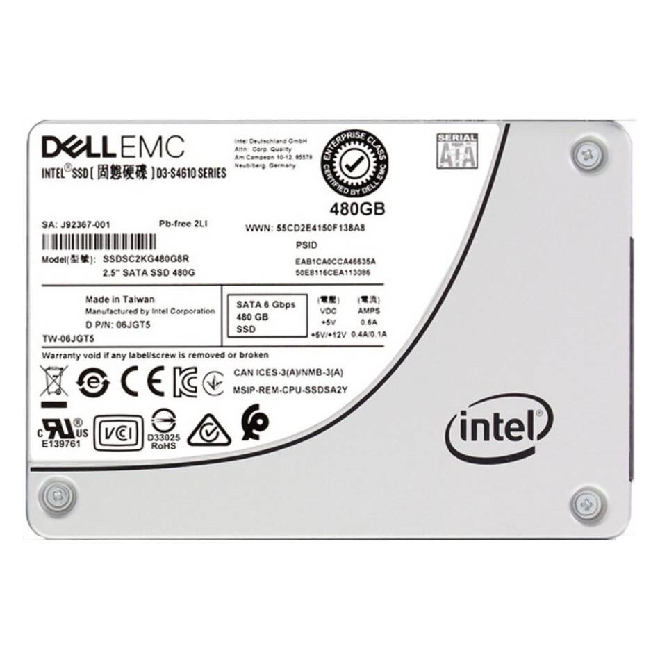 Intel D3 S4610 480GB DELL SSD 2.5" SATA 6Gb/s Solid State Drive SSDSC2KG480G8R.