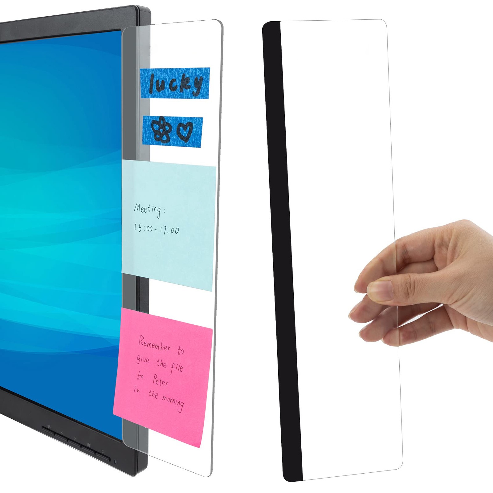 Sticky Note Holder For Monitor, 2pcs Memo Board, Office Supply, Clear