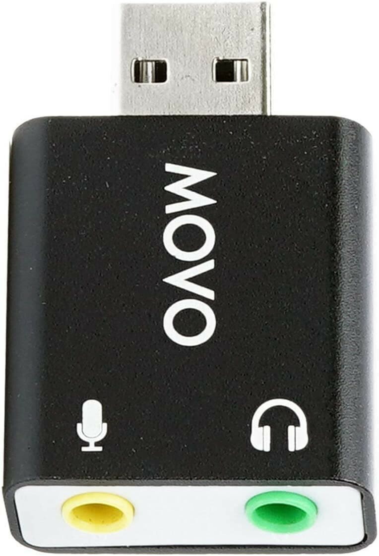 MOVO 3.5mm TRS Microphone to External Sound Card USB Audio Adapter for PC & Mac