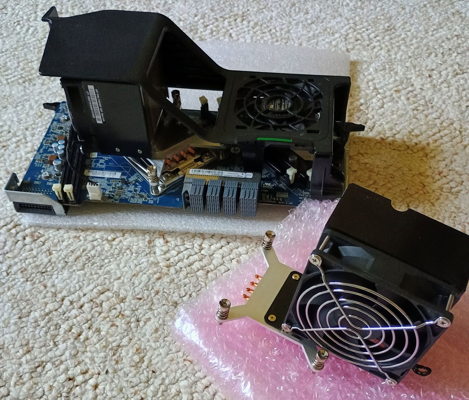 ** WORKING ** HP Z640 2nd CPU Riser-Offset CPU Heat Sink/Fan-Xeon e5-2680 v4
