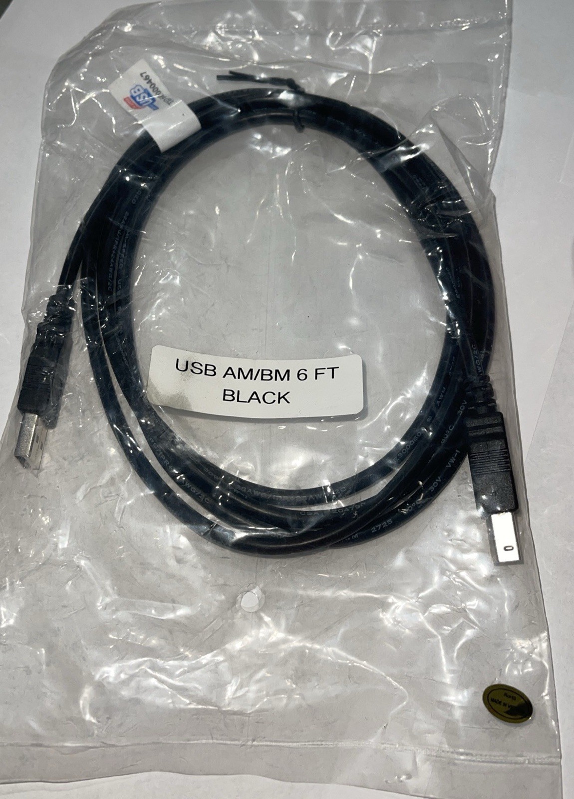 NEW  USB AM/BM 6FT BLACK.   TID 60000467