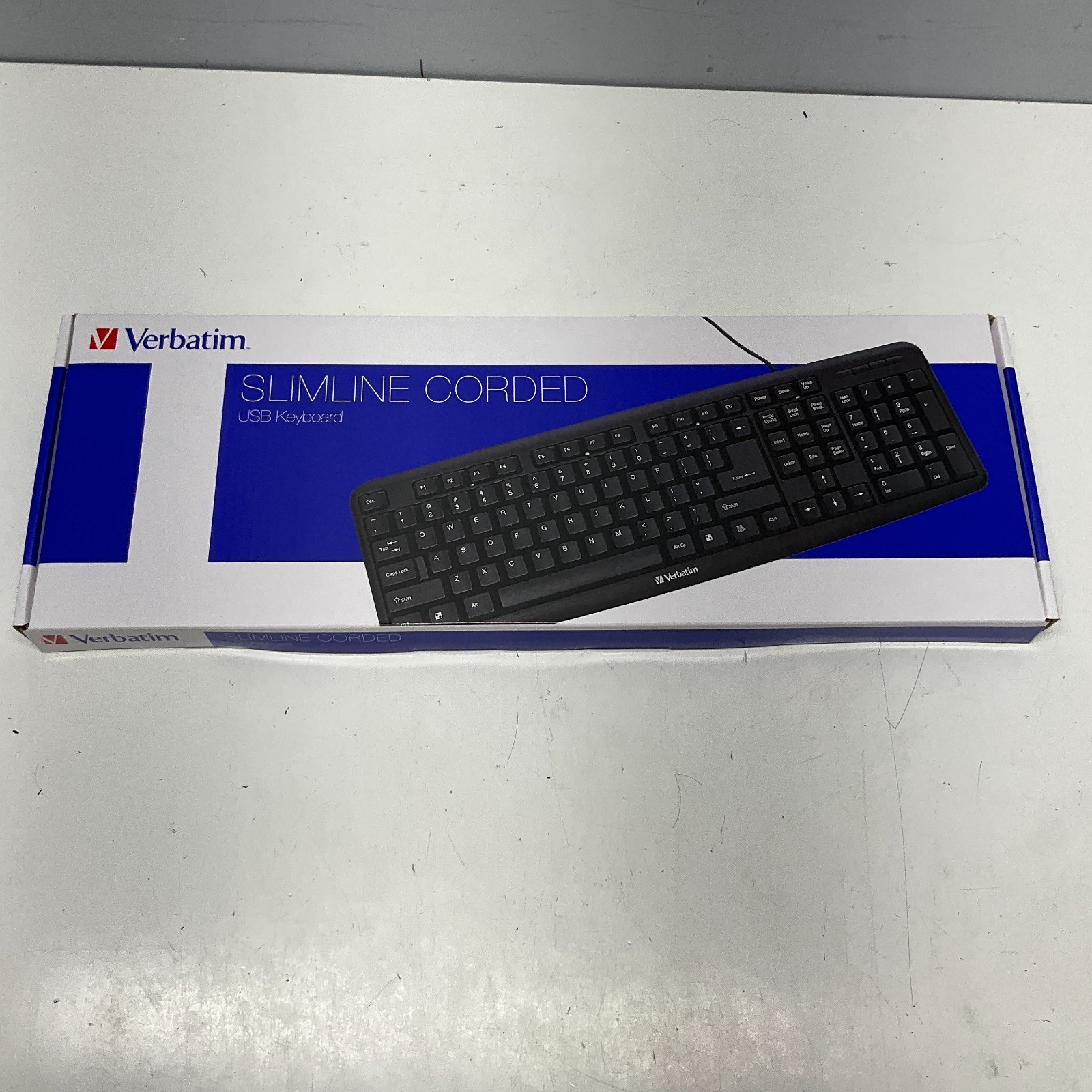 NEW SEALED BOX VERBATIM 99201 1702-494 Slimline Corded USB Keyboard