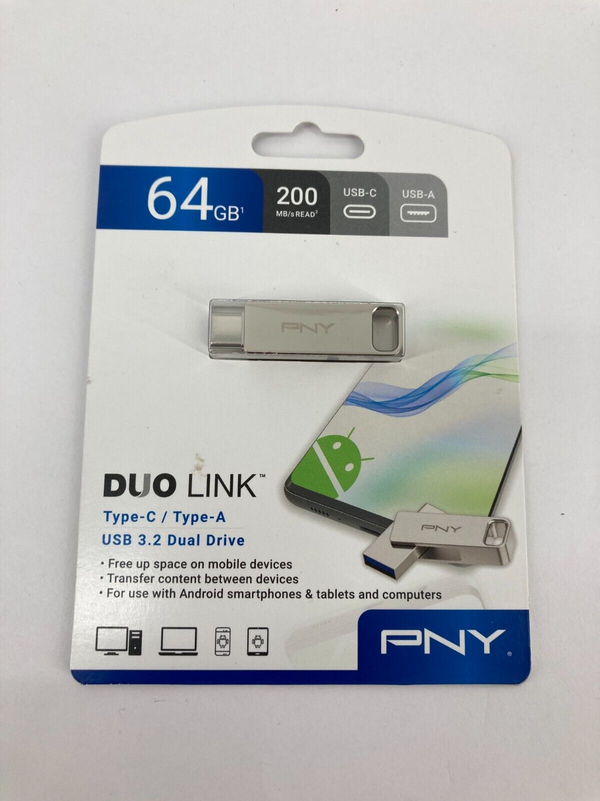 (3) PNY 64GB Duo Link USB 3.2 Type-C Dual Flash Drive