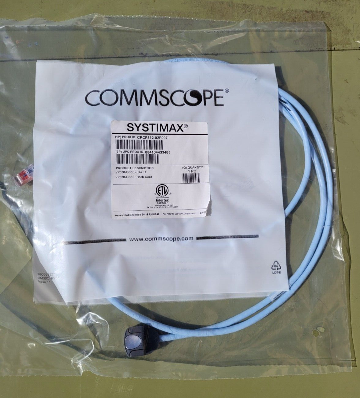 Brand New Commscope Systimax CPCF312-02F007 VP360-GS8E-LB-7FT GS8E Patch Cord