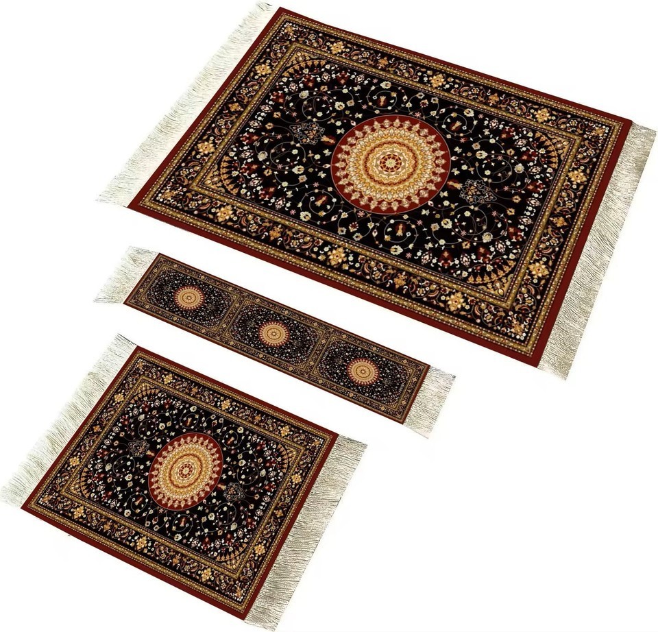 Rug Style Mouse Pad, Carpet Coaster And Bookmark w/FREE Round Fringed Mouse Pad