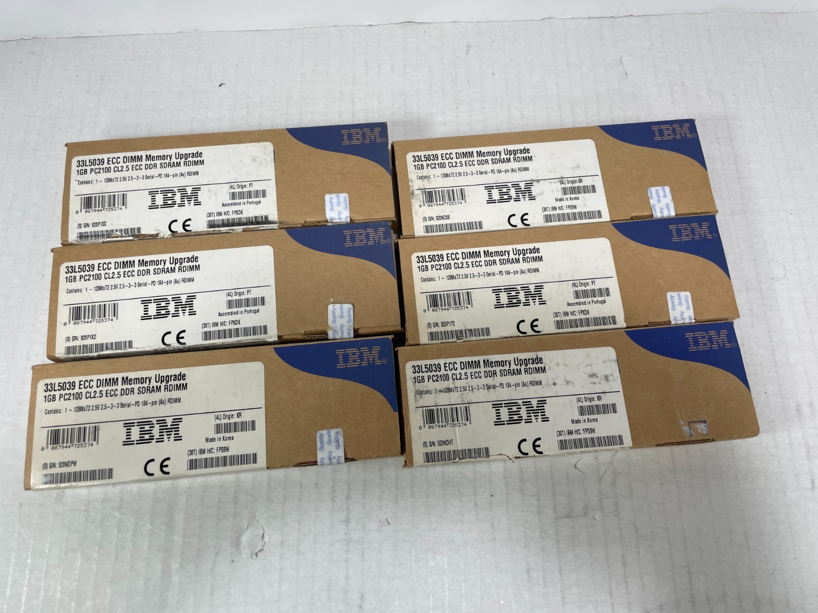 09N4308/33L5039/38L4031-IBM 1GB MEM PC2100 ECC DDR SDRAM Lot 6
