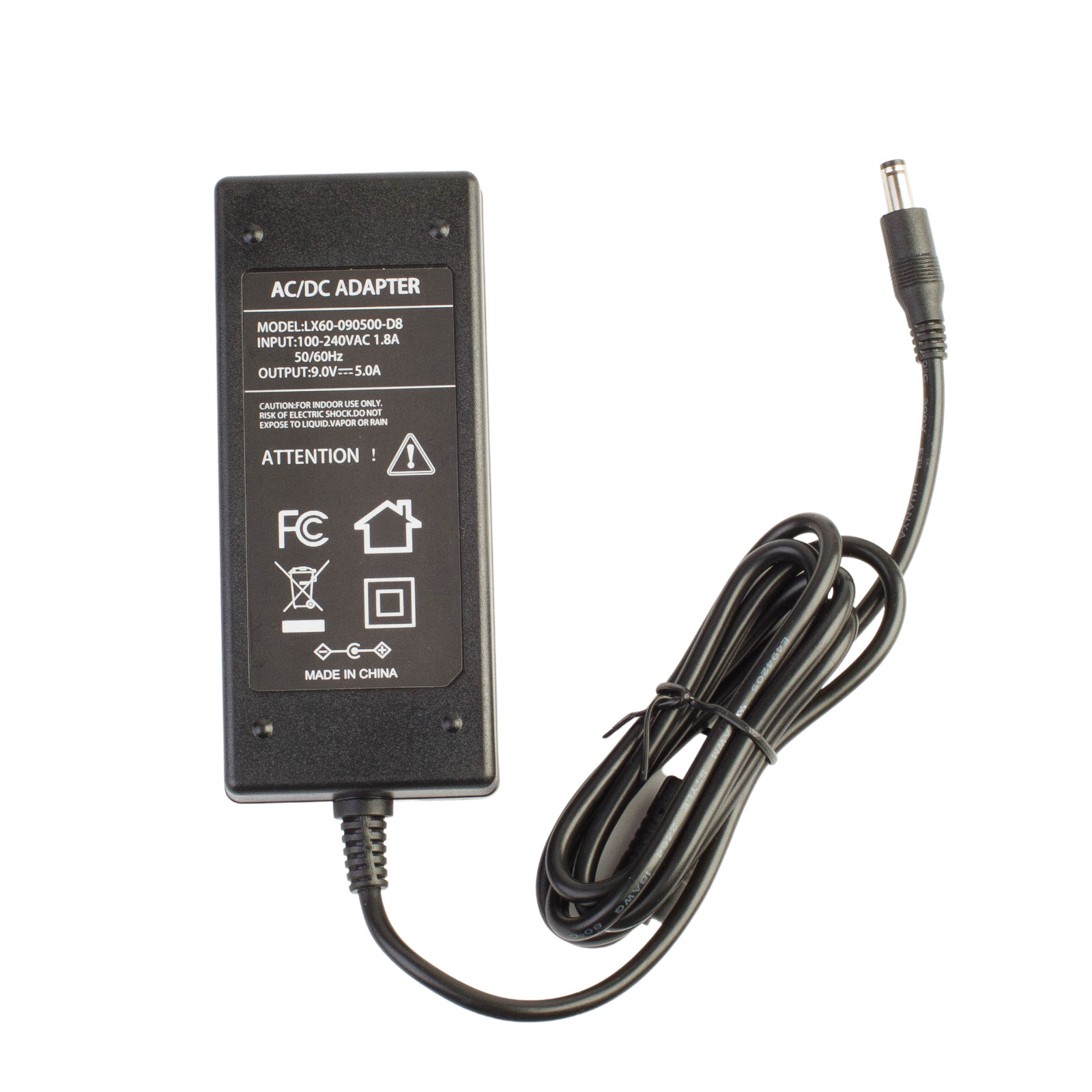 9v 45w AC adapter 5A to DC 5.5mm x 2.1mm plug