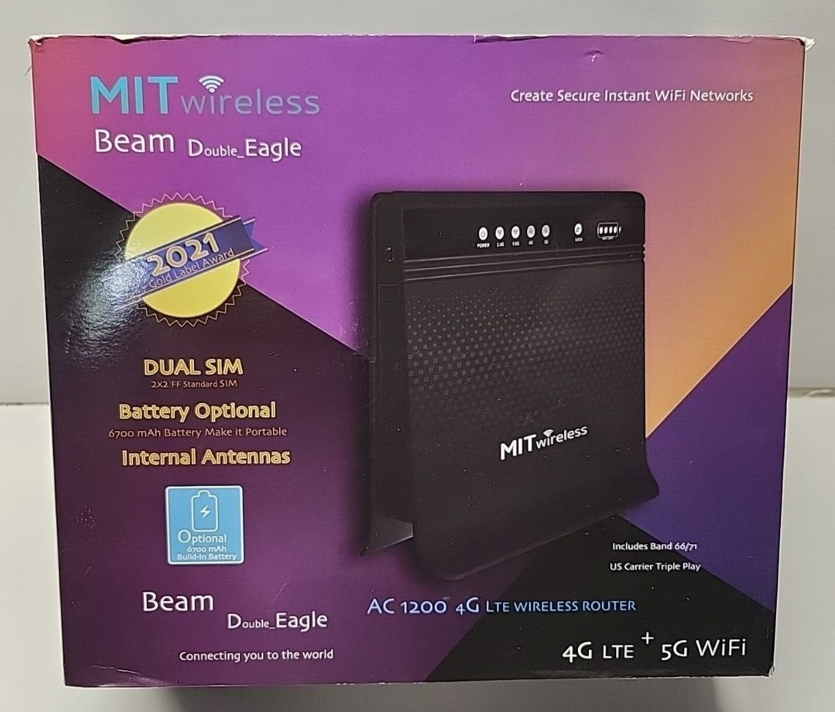 MIT Wireless Double Eagle SIM 4G LTE Wireless Router 2.4G/5.8G Internal Antennas
