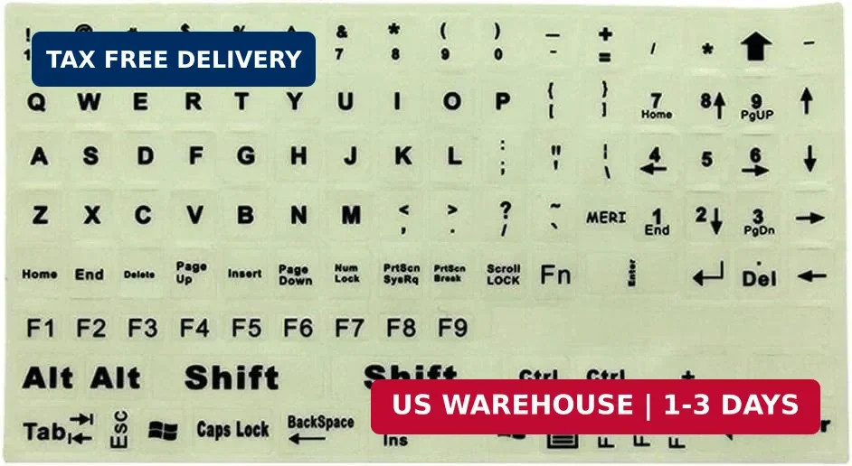 Keyboard Stickers, English Keyboard Sticker Glow in the Dark, Keyboard Letter St