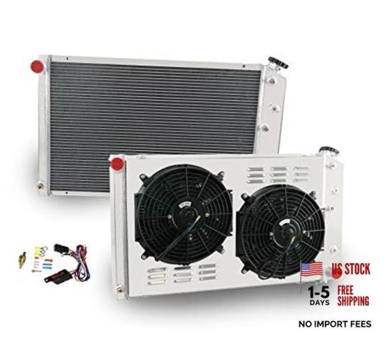 3 Row Cooling Radiator Fan Shroud Set for 1978-1987 3-Core Radiator Fans Set