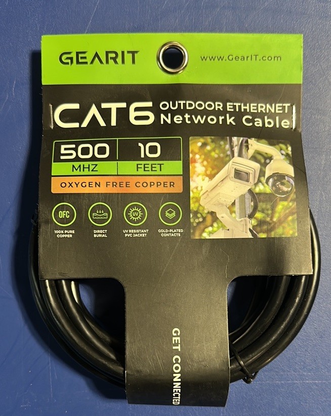 Cat6 Outdoor Ethernet Cable (10ft) 23AWG Pure Copper, FTP, LLDPE, Waterproof