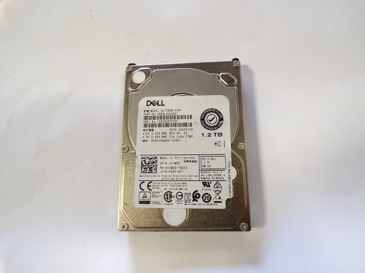 Dell Enterprise 001M0D AL15SEB120NY 1.2TB RPM 10K 12Gbps SAS 2.5" HDD w/ Caddy