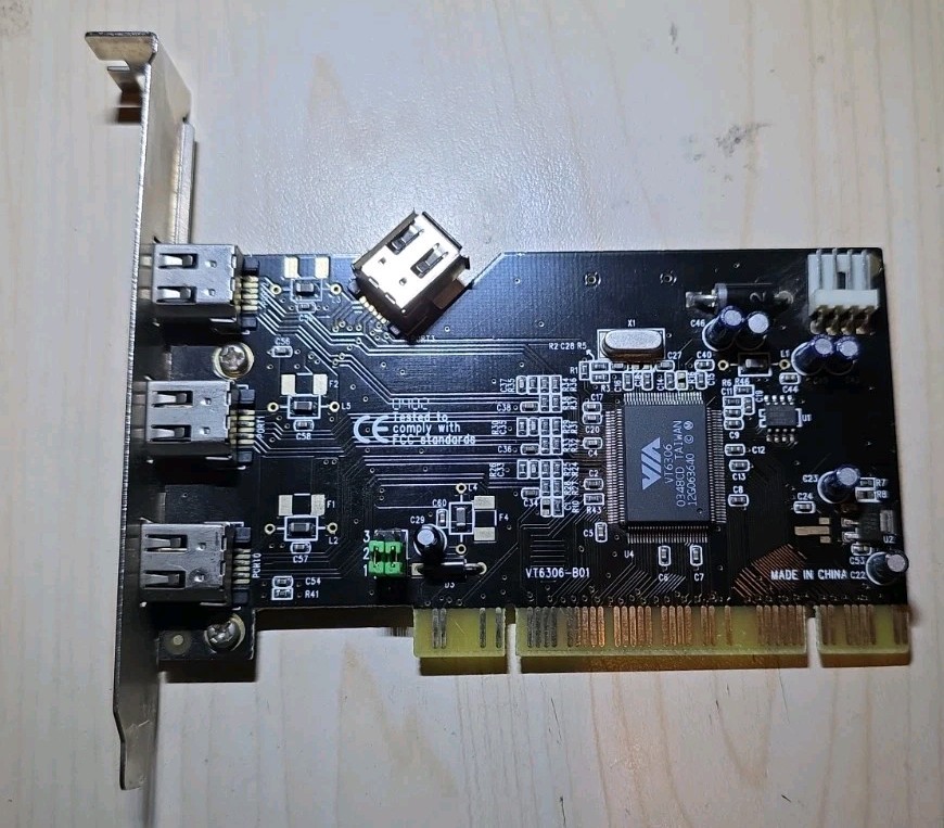 VIA VT6306-B01, 4 Port PCI Firewire Card, Mark C PCB Circuit Board Expansion Car