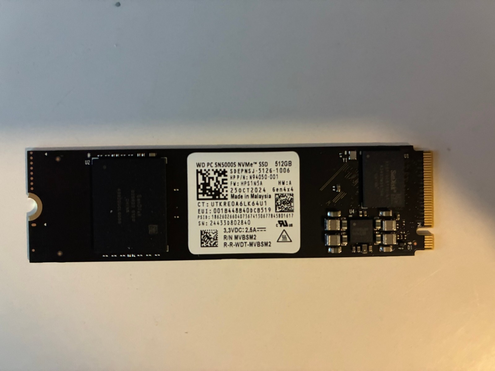 WD PC SN5000S 512GB M2 2280 NVME SSD (SDEPNSJ-512G-1006) - 100% Health