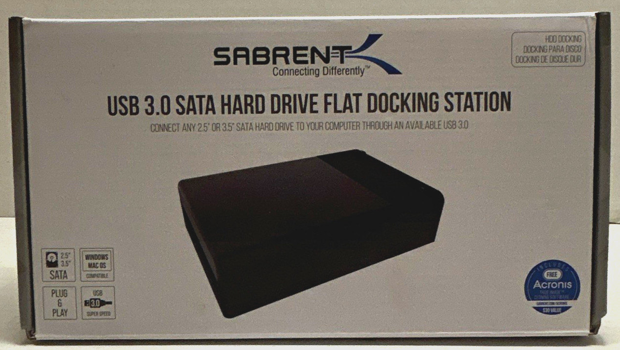 Sabrent EC-DFLT USB 3.0 SATA Flat Docking Station for 2.5 and 3.5in Drives