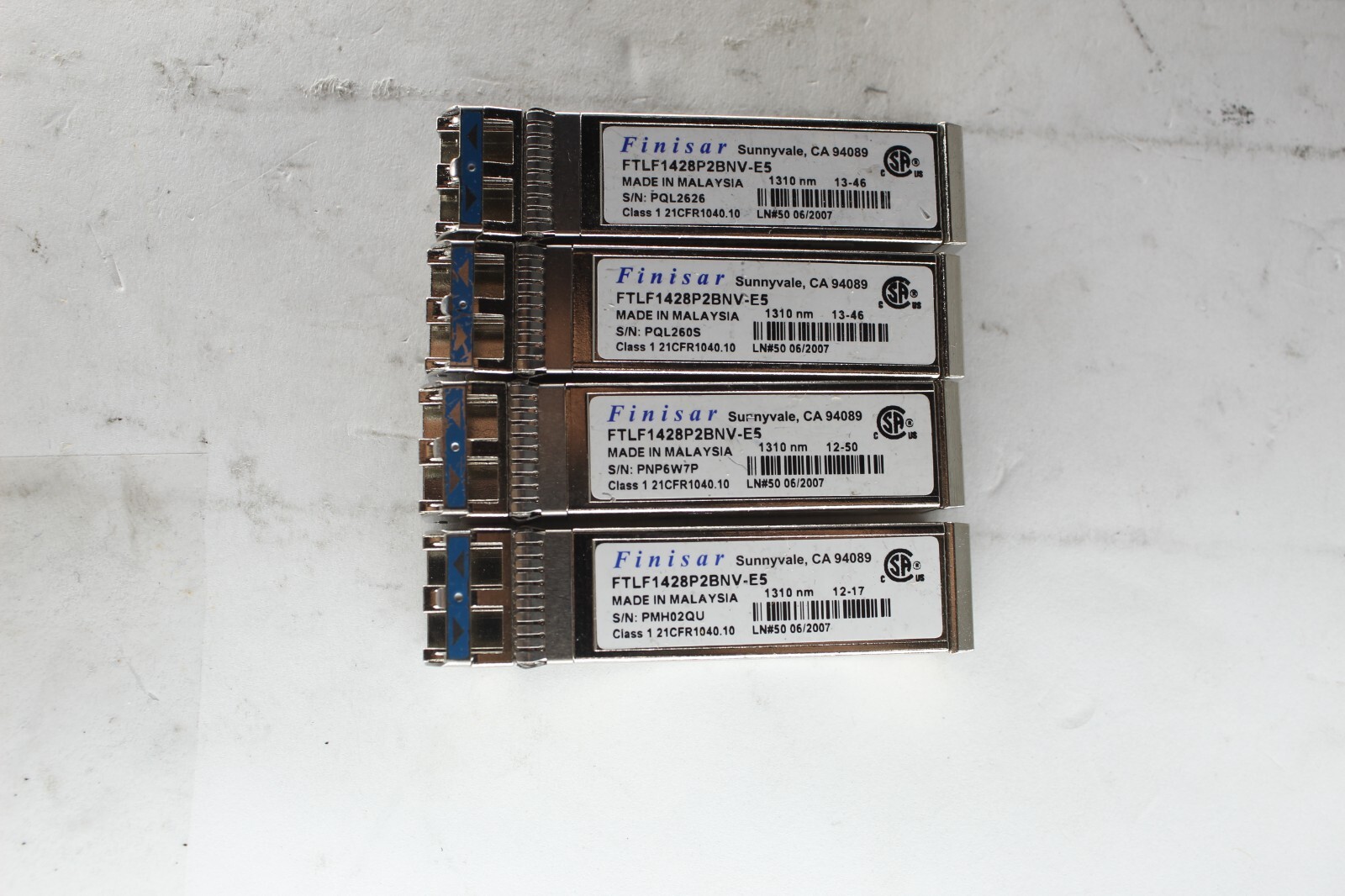 Lot of*4 Finisar FTLF1428P2BNV-E5 8Gb SFP+ 019-078-043 Optical Transceiver
