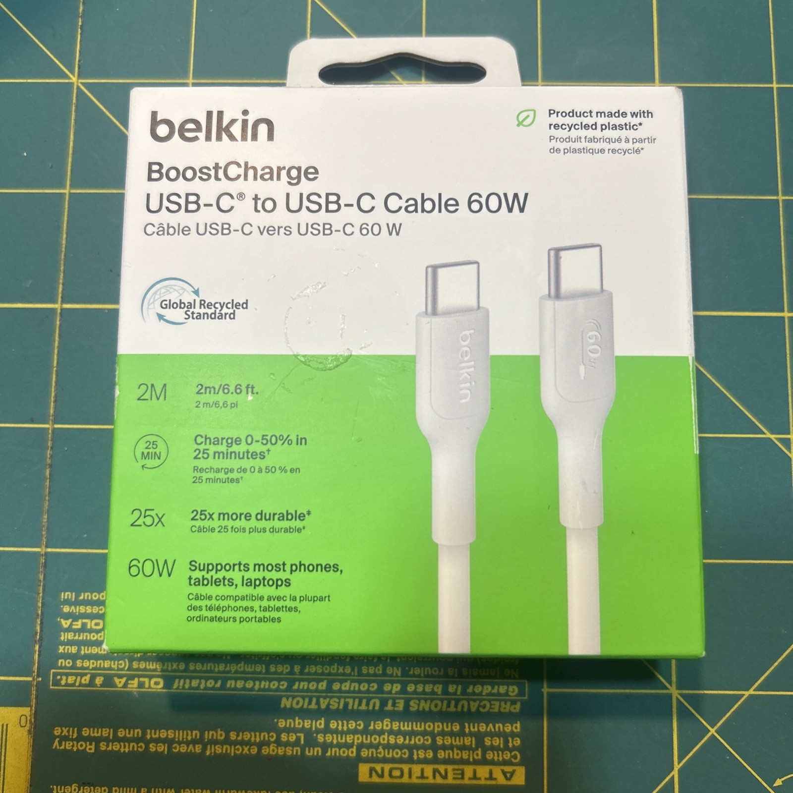 Belkin BoostCharge Universal USB-C to USB-C Cable 60W 6 Feet White New