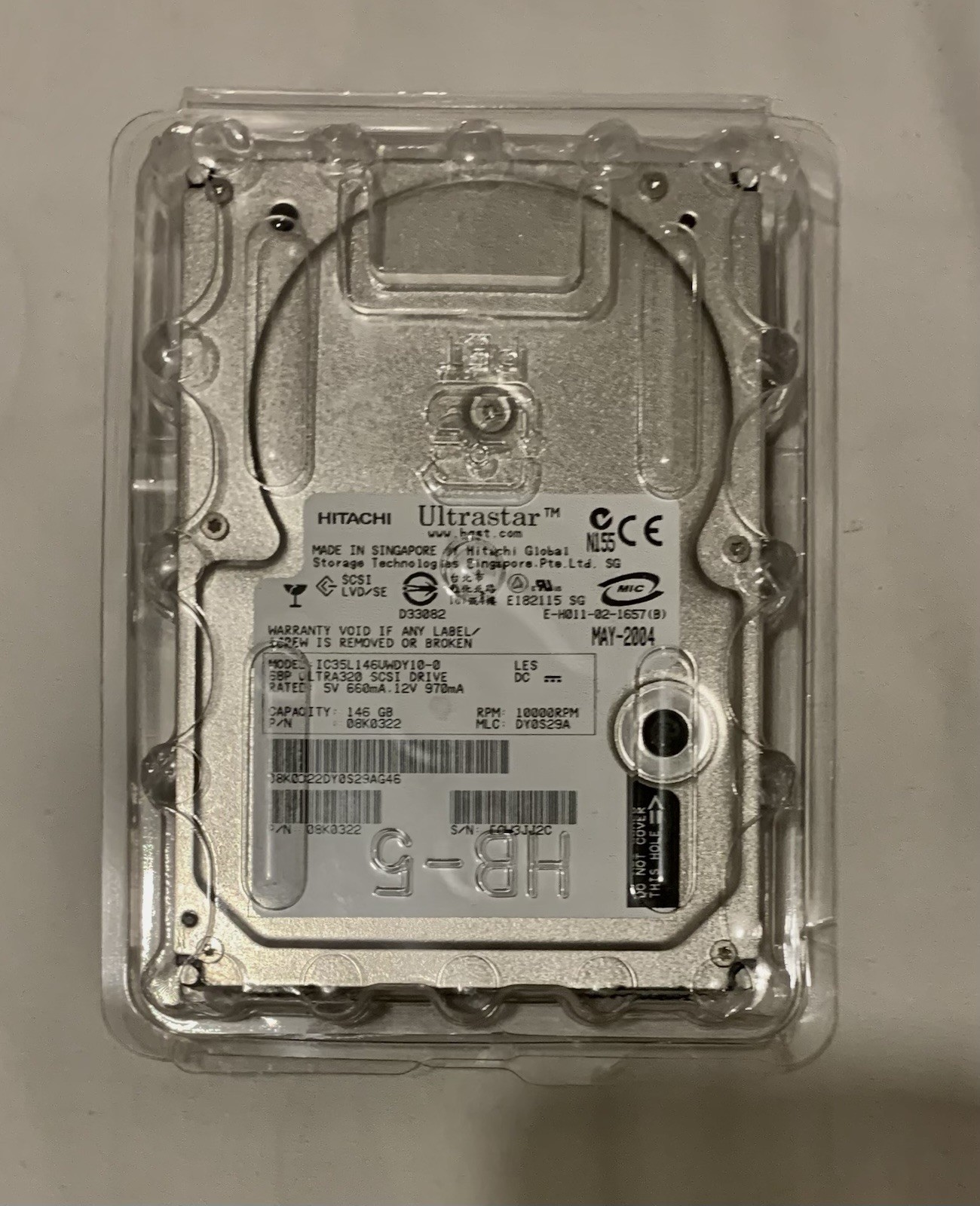 Hitachi IBM Ultrastar 08K0322 IC35L146UWDY10-0 146GB U320 SCSI 68-pin HDD - NEW