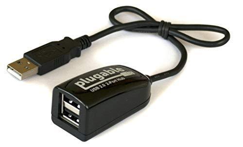 Plugable USB 2.0 2-Port High Speed Ultra Compact Hub Splitter (480 Mbps, USB