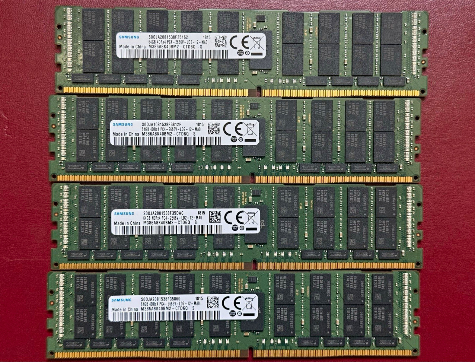 256GB 4x64GB Samsung DDR4-2666 ECC LRDIMM M386A8K40BM2-CTD6Q Server RAM