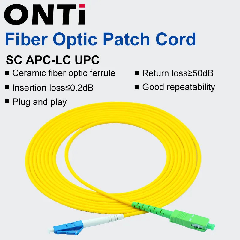 ONTi SC/APC-LC/UPC Fiber Optic Patch Cable Single Mode G652D 2.0mm FTTH