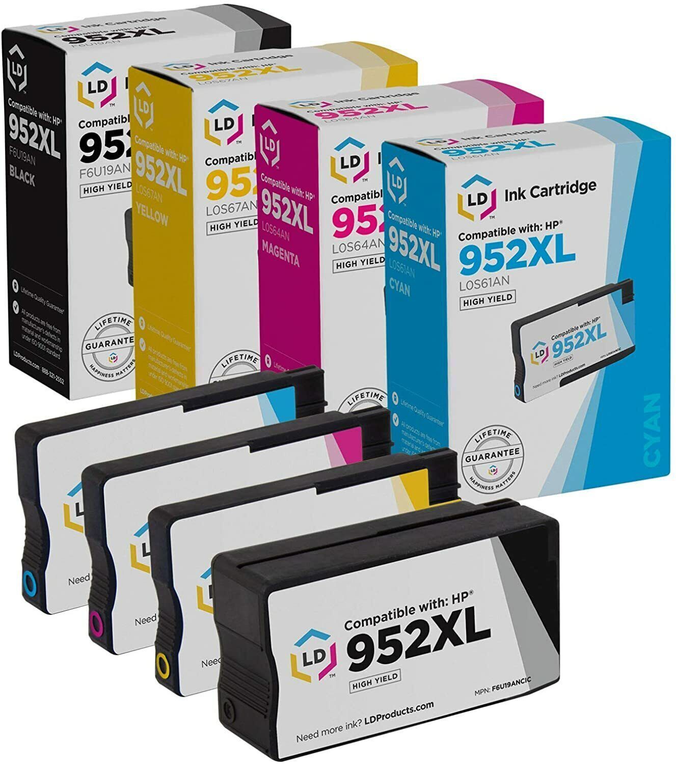 LD  4pk Comp Ink Cartridge for HP 952XL 952 Black Cyan Magenta Yellow Combo