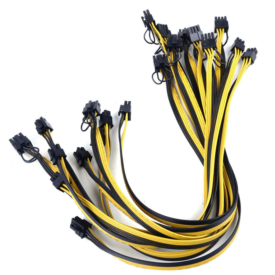 10pcs 20cm Quality 6pin to 8Pin (6+2Pin) PCI-E Cable 18AWG Mining Plastic&Metal