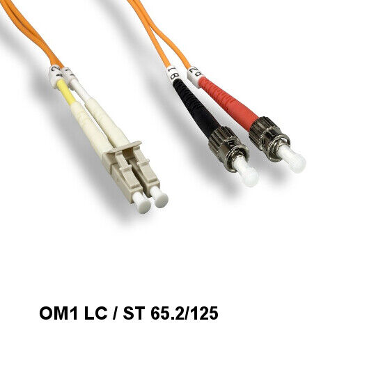 [10X] Kentek 15m OM1 LC to ST Multi-Mode Fiber Optic Cable 62.5/125 Duplex ATM
