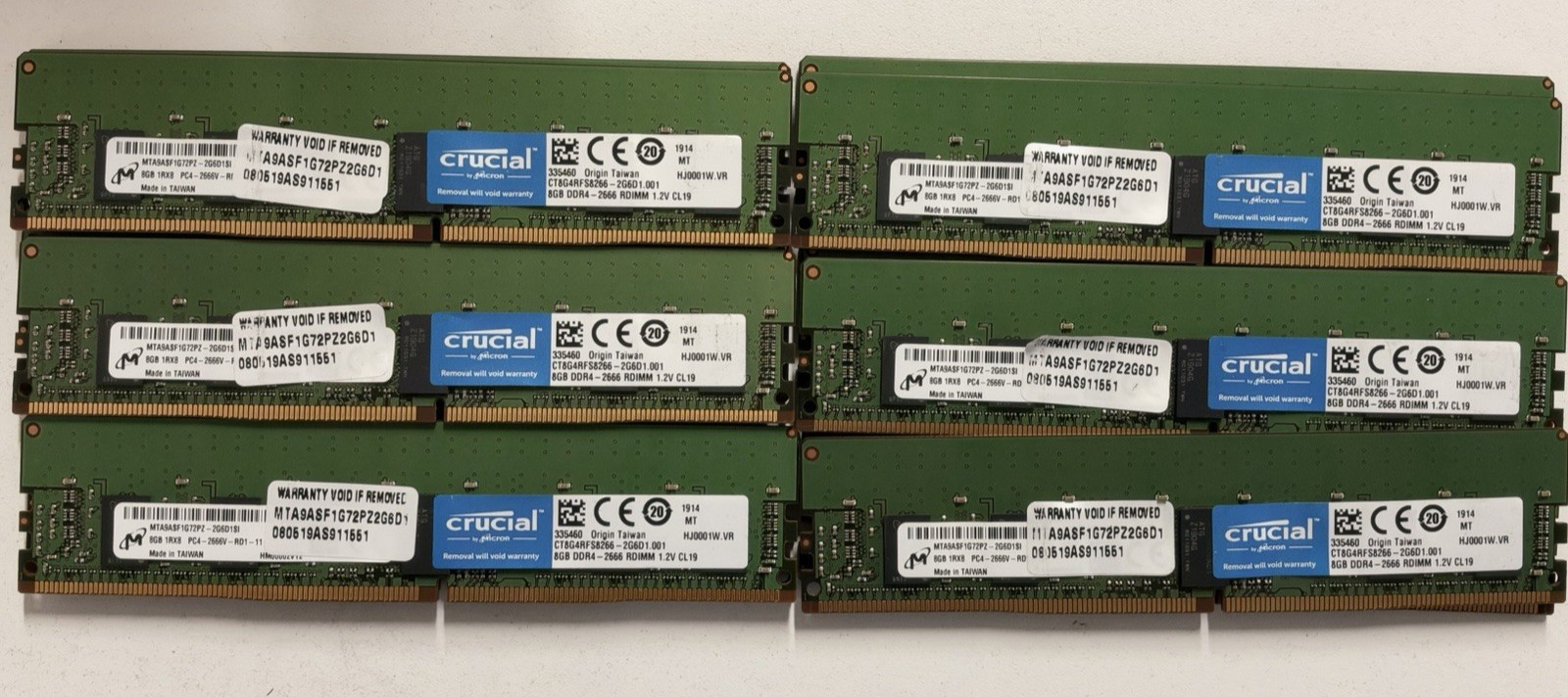 CRUCIAL by Micron x12 8GB PC4-2666V Server Ram MTA9ASF1G72PZ, MTA18ASF1G72PZ