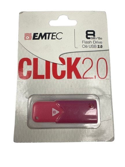 EMTEC 8GB Click 2.0 USB Flash Drive – Sleek Pink Portable Storage – Plug & Play