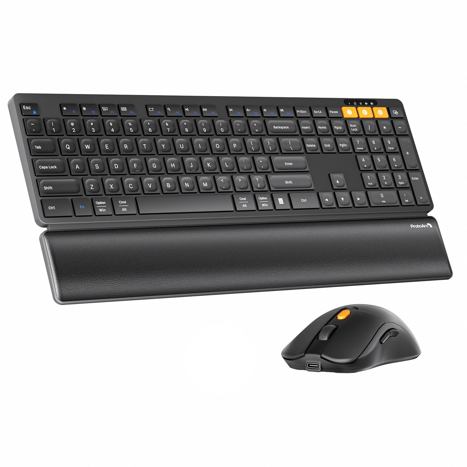 KM60 Wireless Bluetooth Keyboard and , Ergonomic Keyboard with Wrist Rest, Mu...