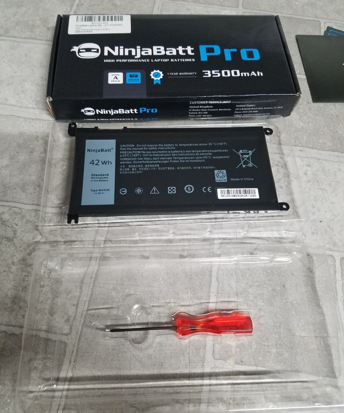 Ninjabatt Pro 3500 mAh 11.4v 42WH Dell Type WDXOR
