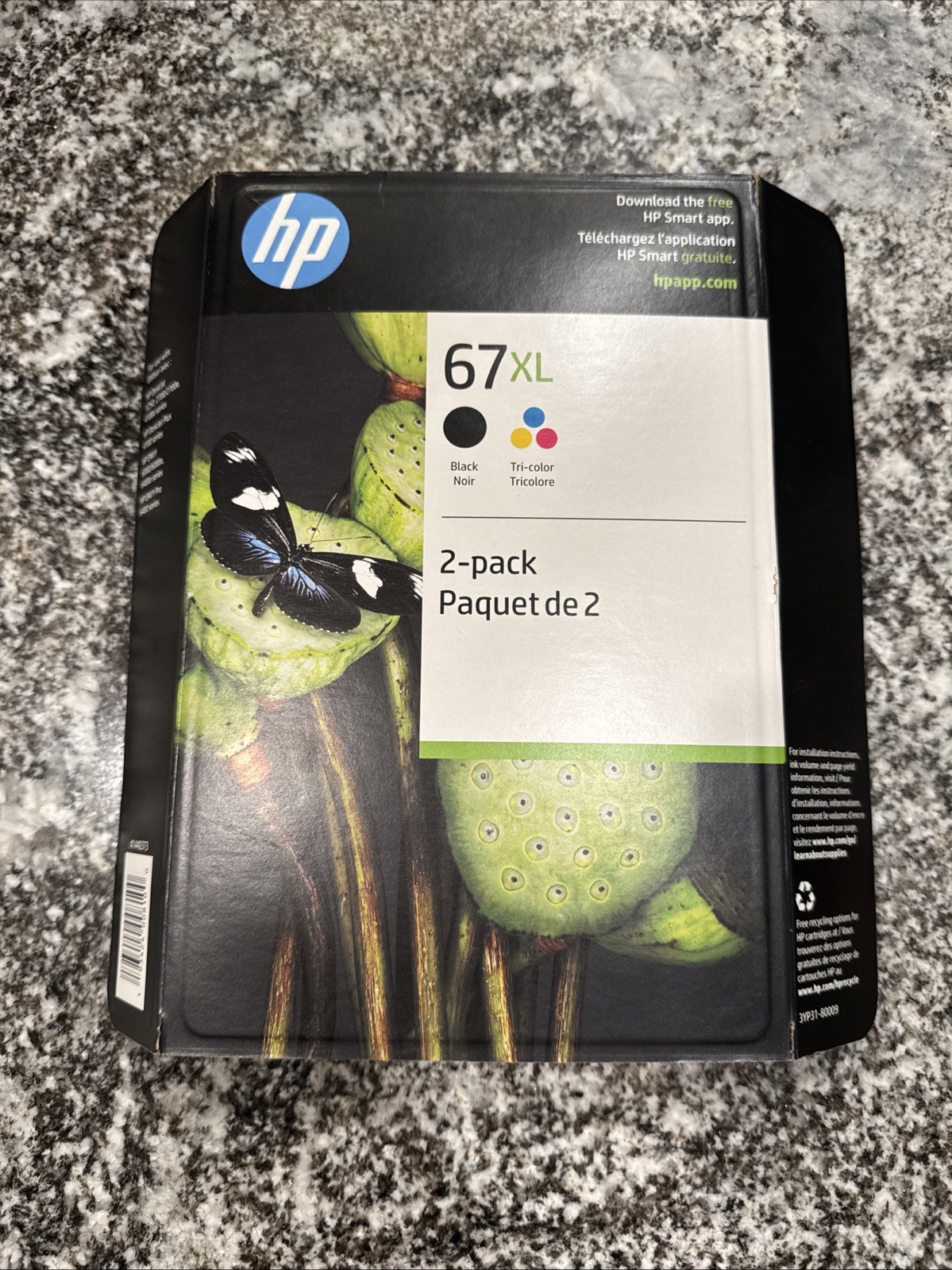 HP 67XL 2-Pack Black & Tri-Color Ink Cartridges Genuine Exp 09/2024 NEW Sealed