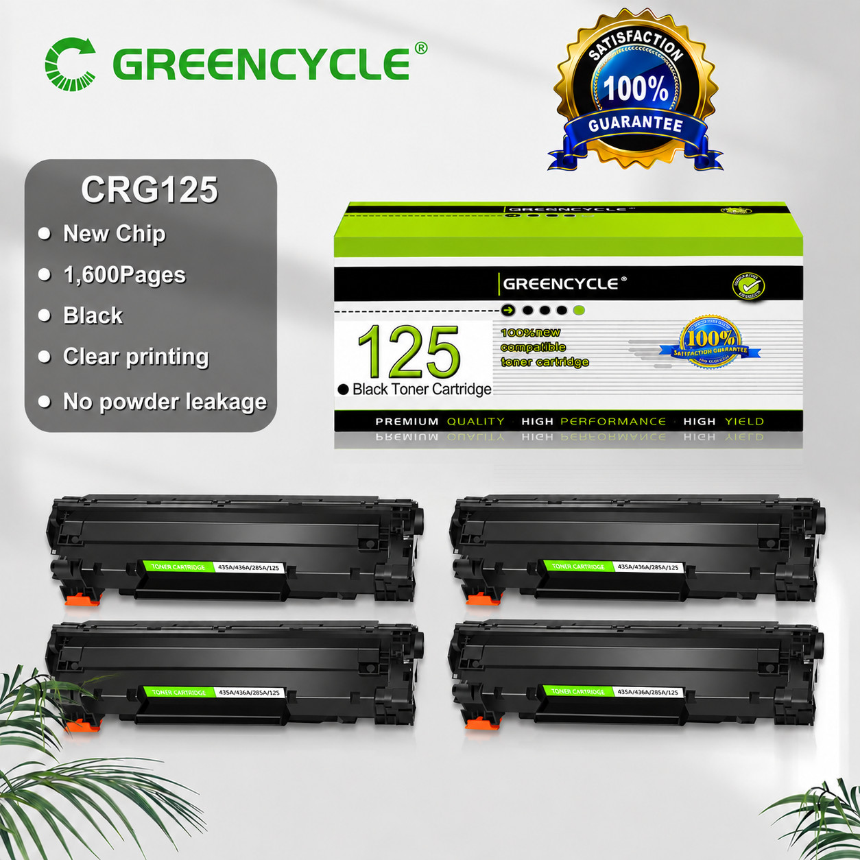 Black CRG125 125 Toner Cartridge 4PK Fits Canon MF3010 LBP6000 LBP6030w LBP6000B