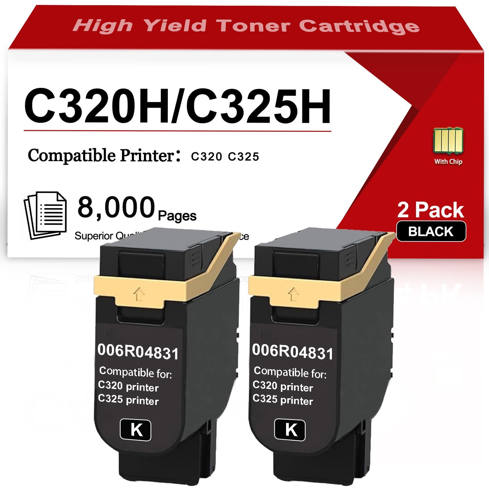 2 Pack C320 C325  006R04831 High Yield Toner Cartridge Compatible for C320 C325