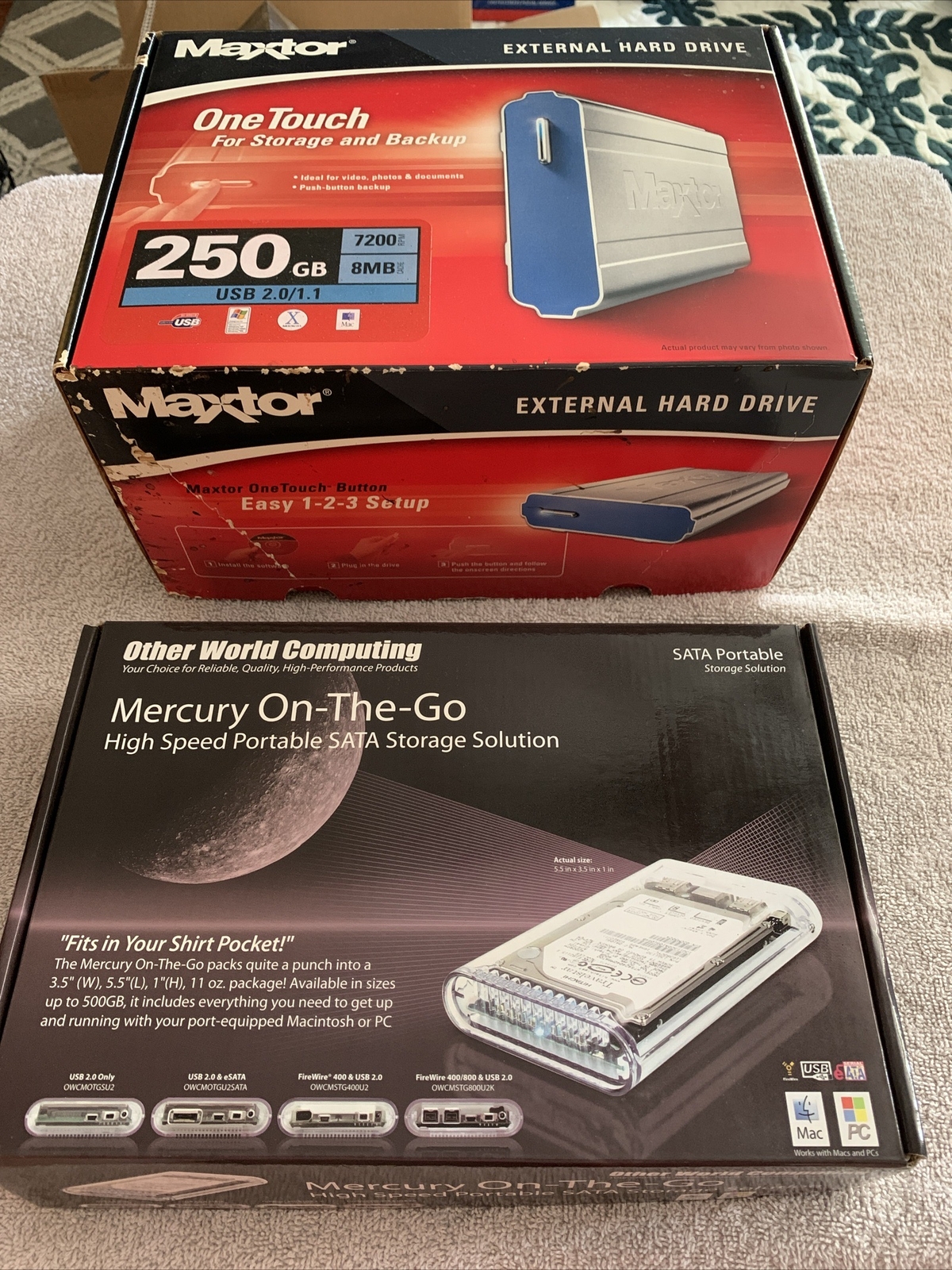 Maxtor One Touch External Hard Drive 250GB 8mb Cache USB 2.0 / 1.1 Storage + One